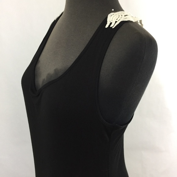 New! Soft Black Maxi Dress w/ Crochet Detail - Picture 7 of 8